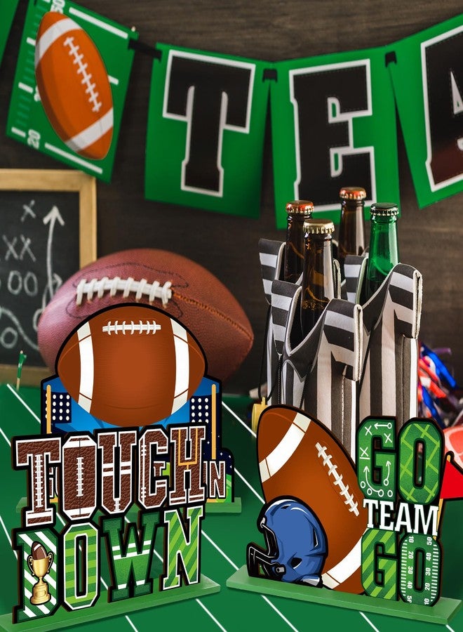 هوليري مجموعة ديكورات كرة القدم من هوليري، 6 قطع، قطع مركزية لكرة القدم للطاولة، مكعبات خشبية للرجبي، لافتات للطاولة، ديكورات منزلية، مطبخ، مكتب، لوازم حفلات أعياد الميلاد، مستلزمات حفلات ما قبل المباريات الرياضية. - Image 4